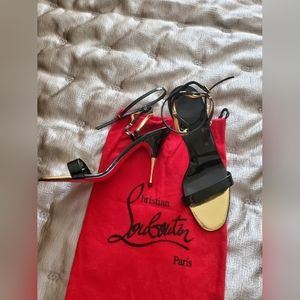NEW - Christian Louboutin Strappy Sandals w/ Gold Anklet Accents EU 38 1/2